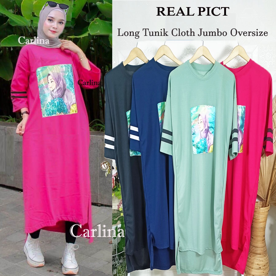 CARLINA CLOTH LONG TUNIK JUMBO WANITA SALEHA CANTIK DRESS OVERSIZE FASHION PEREMPUAN