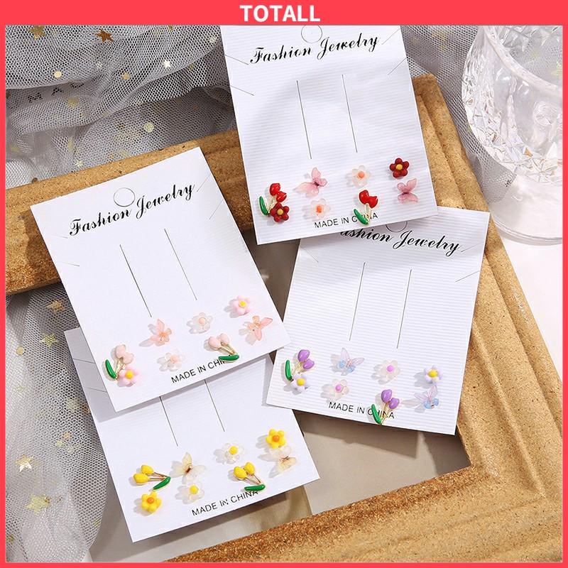 COD Anting Set Perhiasan Anting-anting Kupu-kupu Bunga Berwarna-Warni-Totall