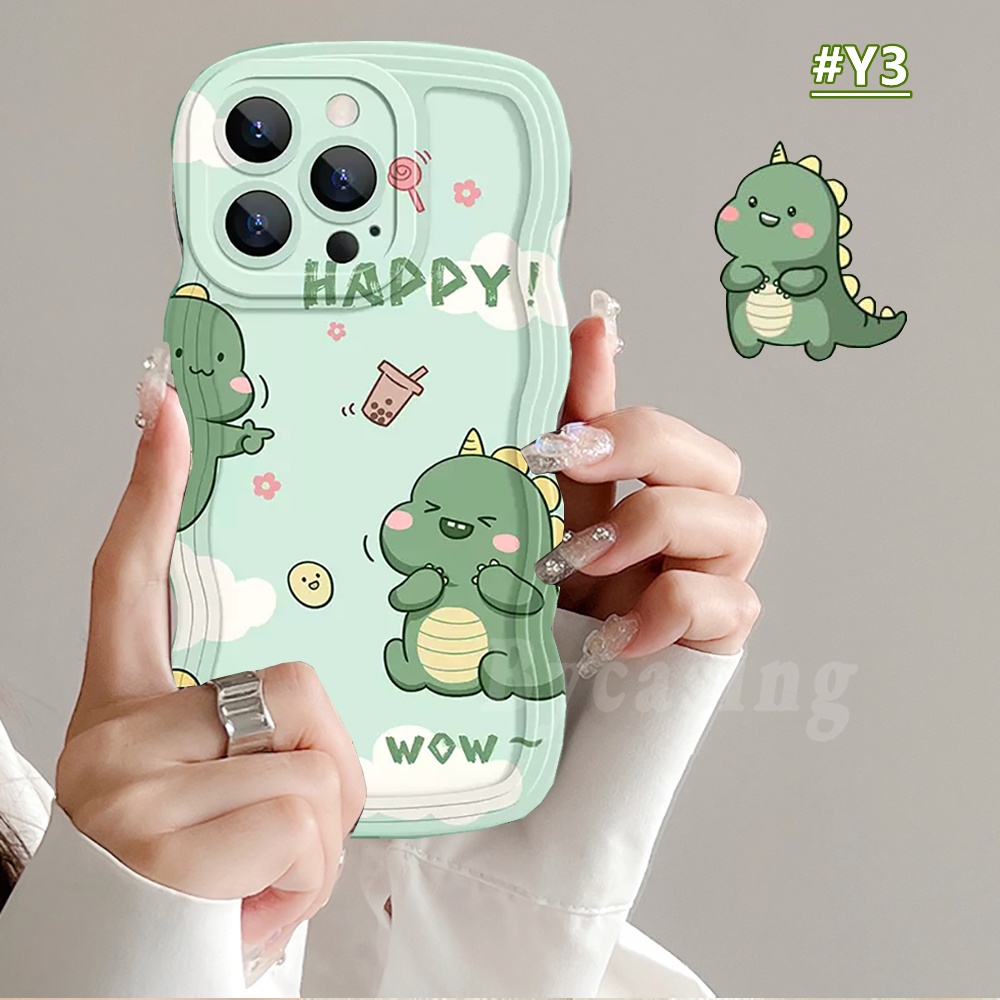 Redmi Note 12 Note 11 Pro Redmi 10C 9C 10A 9A 10 9T 9 Note8 Note10 Note9 Note11s Poco X3 NFC M3 A1 Case Kartun Teh Susu Kue Donat Dinosaurus Kecil Wavy Edge TPU Soft Cover BY