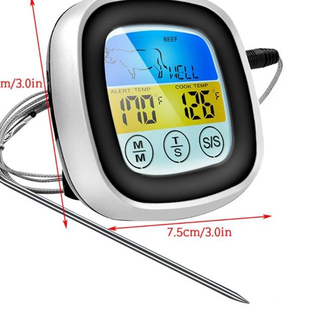 

Promo Akhir Bulan✔️Anpro Digital Food Thermometer Meat BBQ Cooking Timer Touch Screen - Multi Colour|KD9