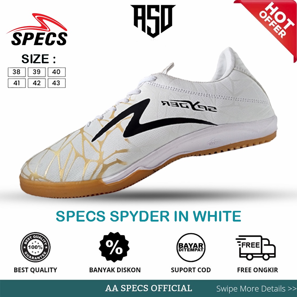 Sepatu Futsal Specs Accelerator Spyder Reborn In Metalasa Nativ 3 Original Putih Gold