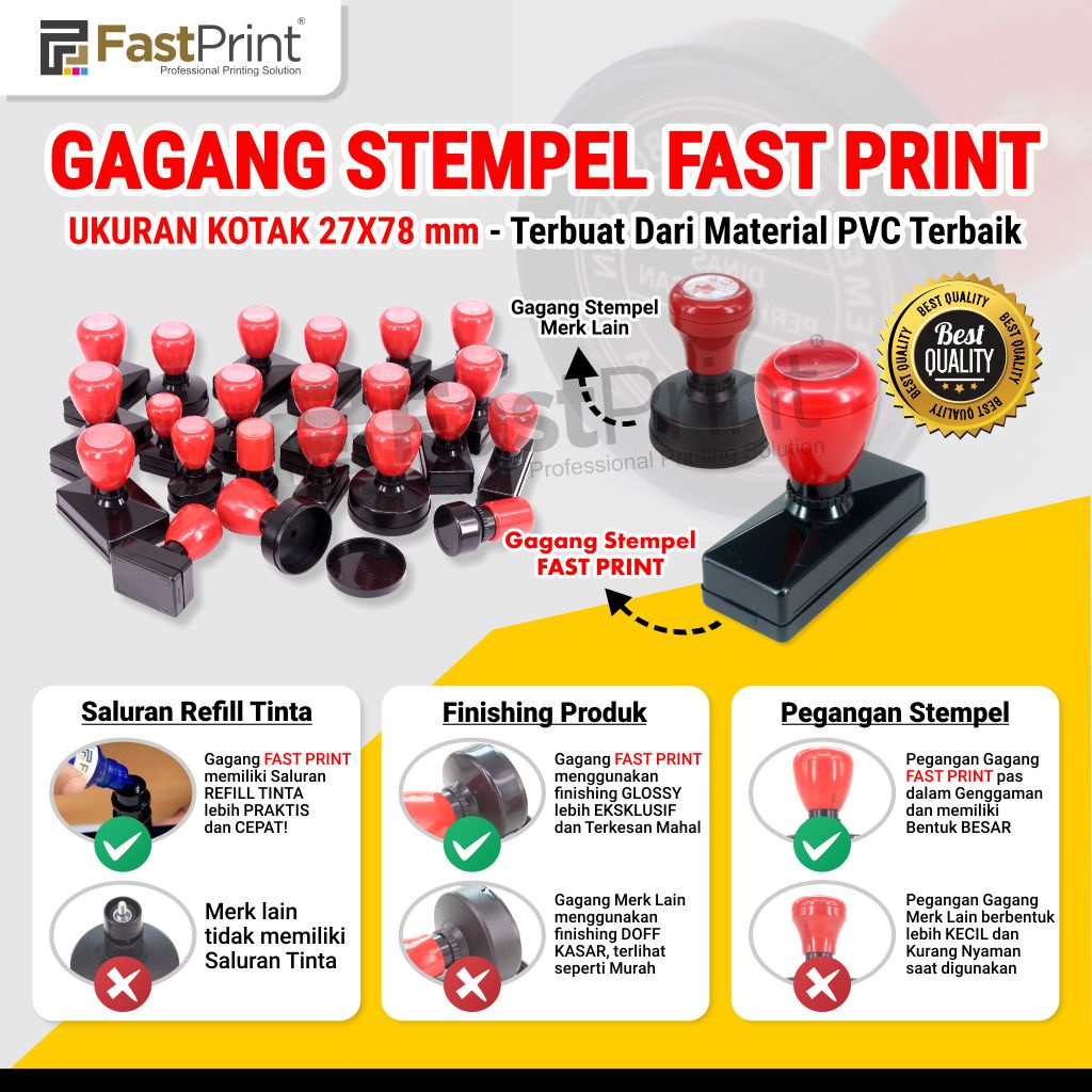 

Fast Print Gagang Stempel Flash Warna Ukuran Kotak 2778 27x78mm