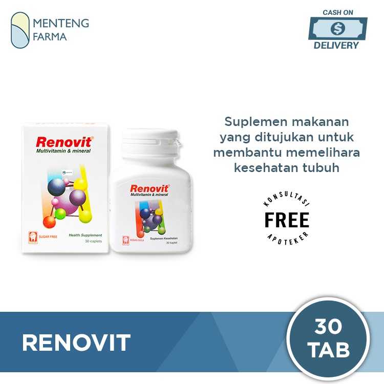 Renovit 30 Kaplet - Suplemen Multivitamin Lengkap, Menjaga Imun Tubuh