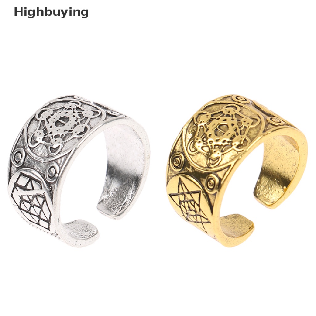 Hbid Cincin Jimat Metatron Adjustable Gaya Vintage Punk Motif Bintang Untuk Perhiasan Pria / Wanita Glory