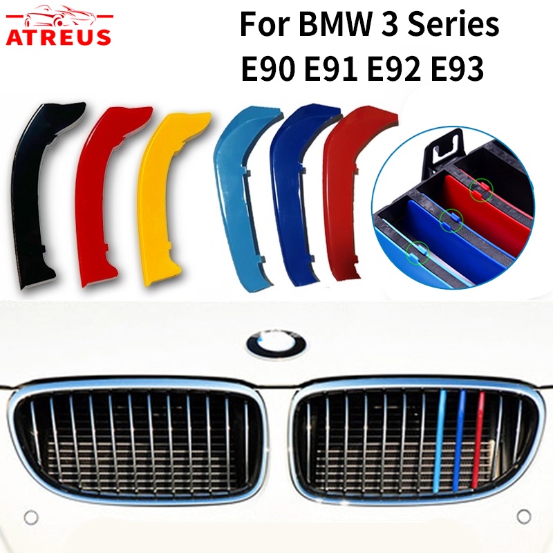 3 Pcs Strip Trim Grill Mobil Balap BMW E90 E91 E92 E93 3 Series M Power Bahan ABS