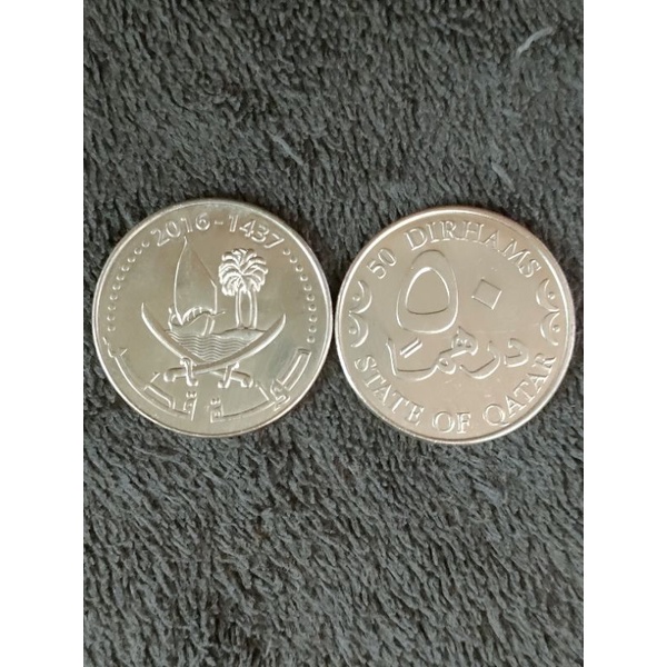 Bm-016koin asing state of Qatar fifty dirham 50 dirham