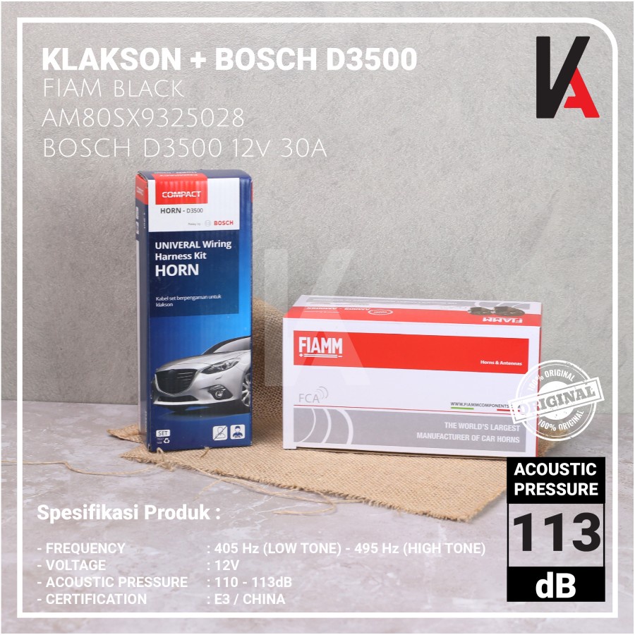 KLAKSON KEONG FIAMM ITALY 12V WATERPROOF + KABEL RELAY BOSCH D3500