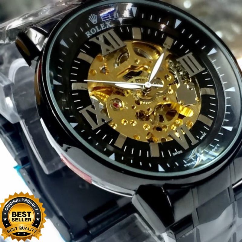 Jam Tangan Pria Autometic Tranfaran Import Mewah Elegan Rantai Stainlees Steel Analog Kursa | Jam Tangan Kasual Pria Water Resistance