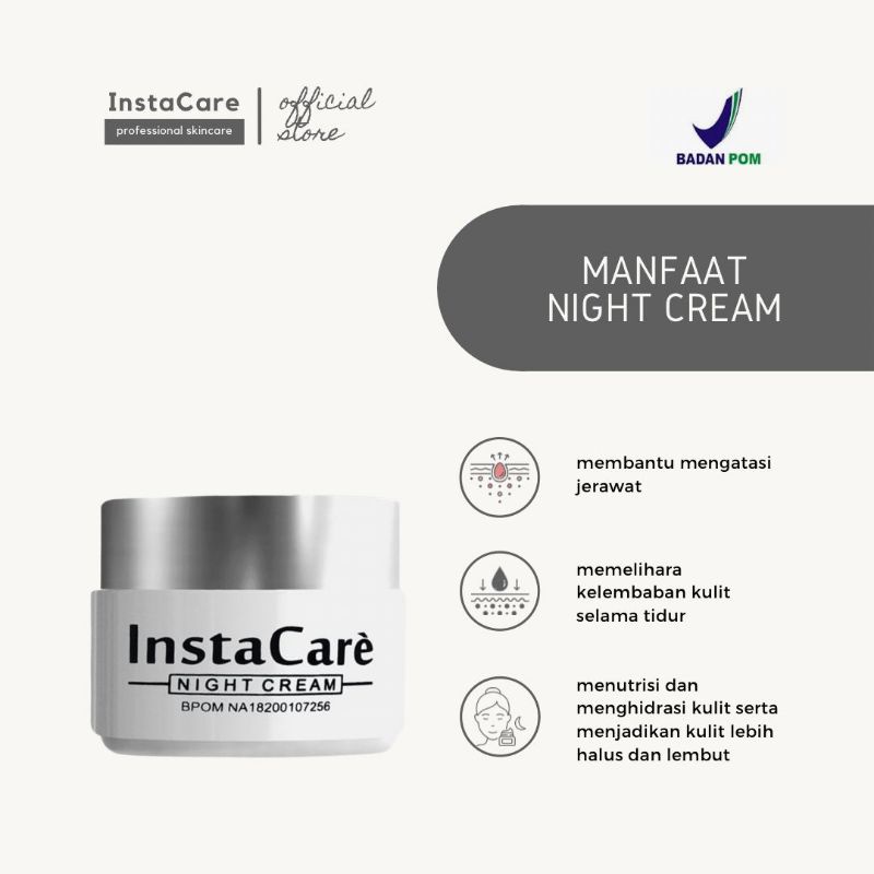 INSTACARE CREAM PEMUTIH WAJAH GLOWING BPOM - CREAM MALAM PEMUTIH WAJAH CEPAT PERMANEN ORIGINAL BPOM 