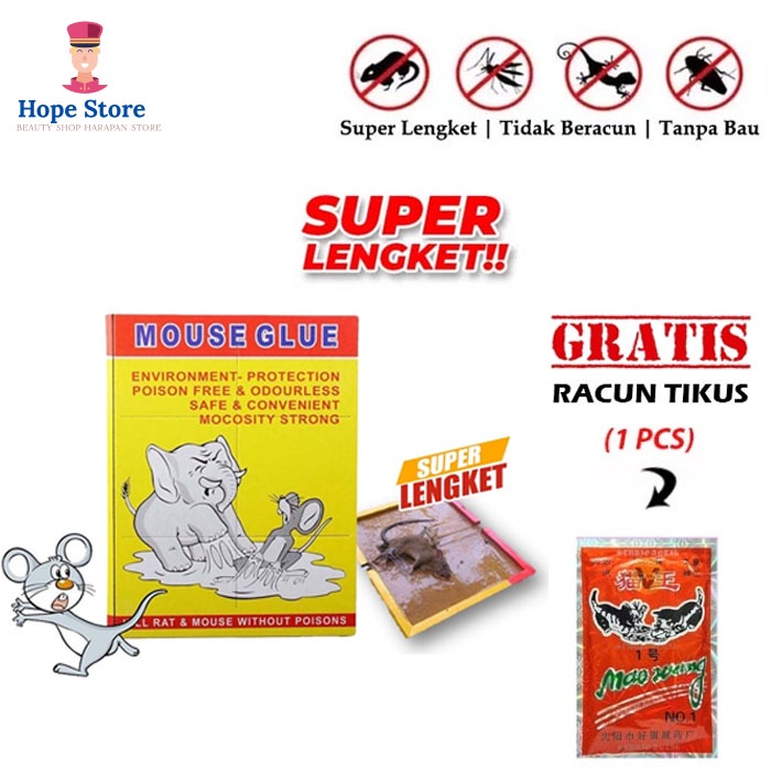 Hope Store - [GRATIS 1PCS RACUN TIKUS MAOWANG] New Import Lem Tikus Mouse Glue Cap Gajah Model Papan Super Ampuh