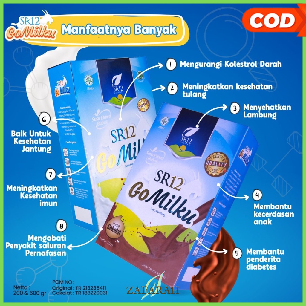 Susu Kambing Etawa SR 12 Gomilku / Susu Go Milku SR12 Premium Susu Penggemuk Badan Solusi Masalah Pernafasan 200 GR