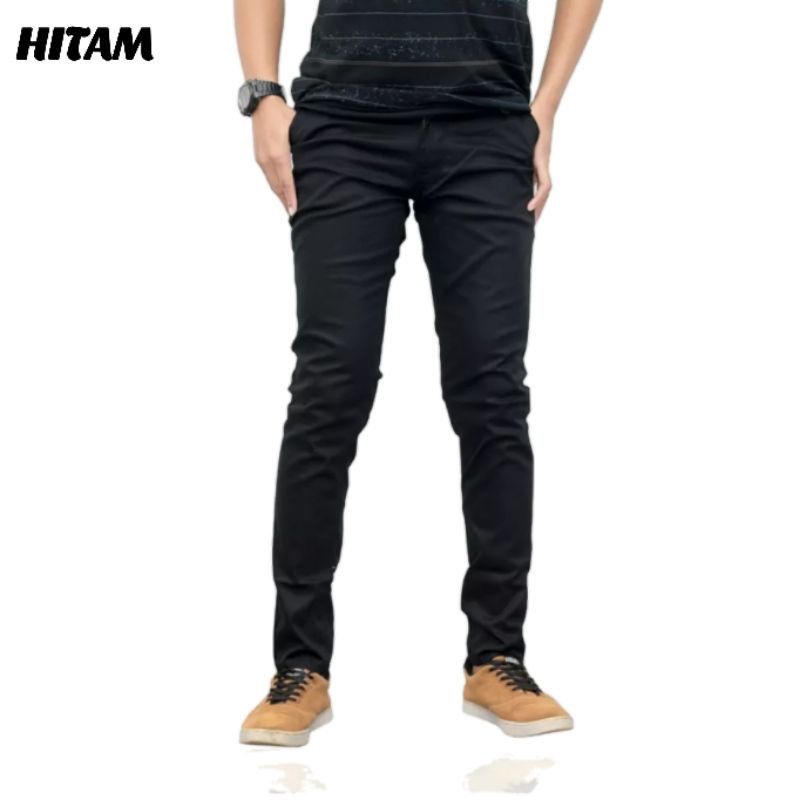 CELANA CHINO Panjang Pria Slimfit KERJAHARIAN Santai Casual Formal Hitam Abu Cream Mocca Size 27-38