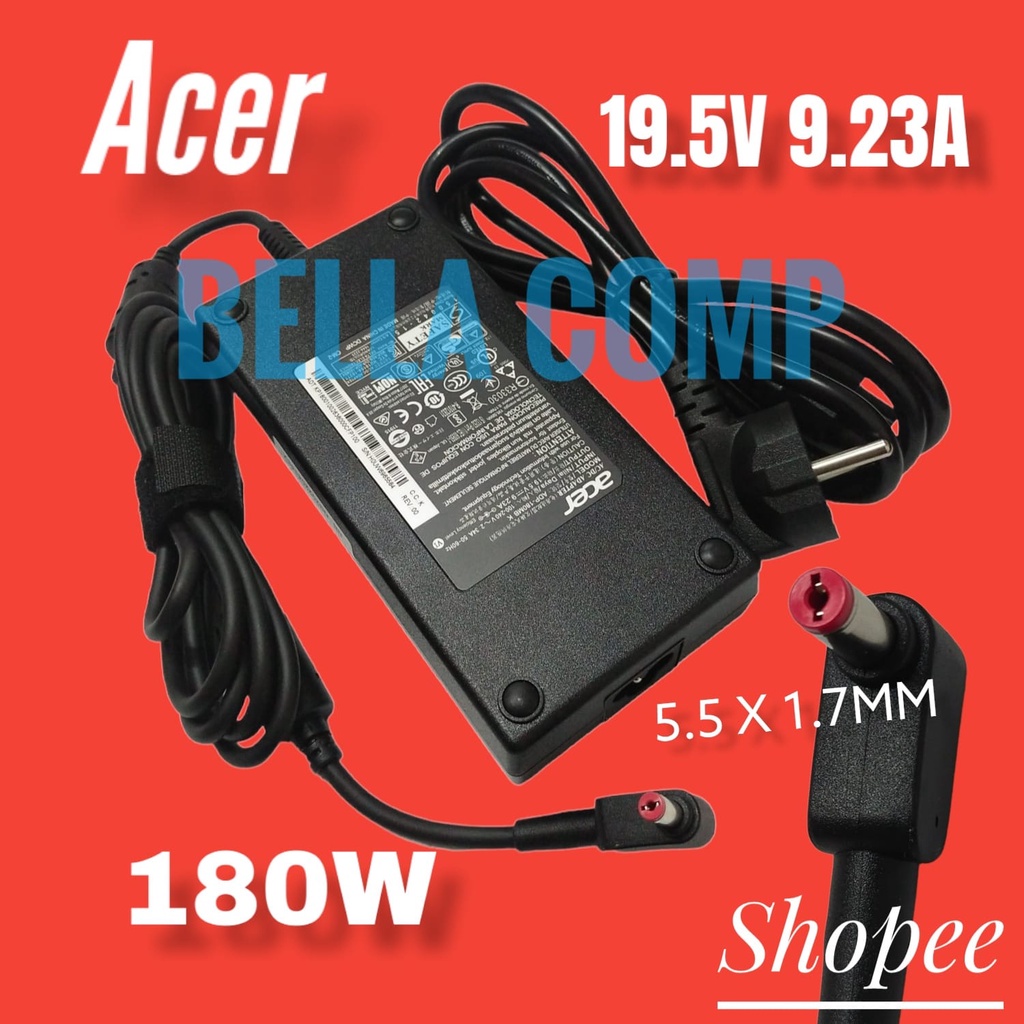 19.5V 9.23A 180W Adaptor Charger Acer Aspire 7 (A715-72G,A717-71G,A717-72G) Acer Nitro 5 AN517-51-56YW N18C4 ASPIRE NITRO 7 AN715-51-79NX, VN7-791G-792A, NITRO 7 AN715-51-786X Acer Aspire V15 V17 Nitro 17 VN7-793G NITRO 7 AN715-51-726G