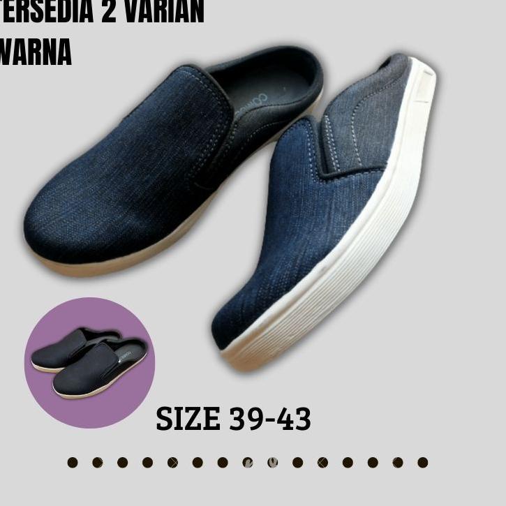 Best Product Sepatu Slop Pria Bahan Levis Murah Ringan Buat Nyantai Original