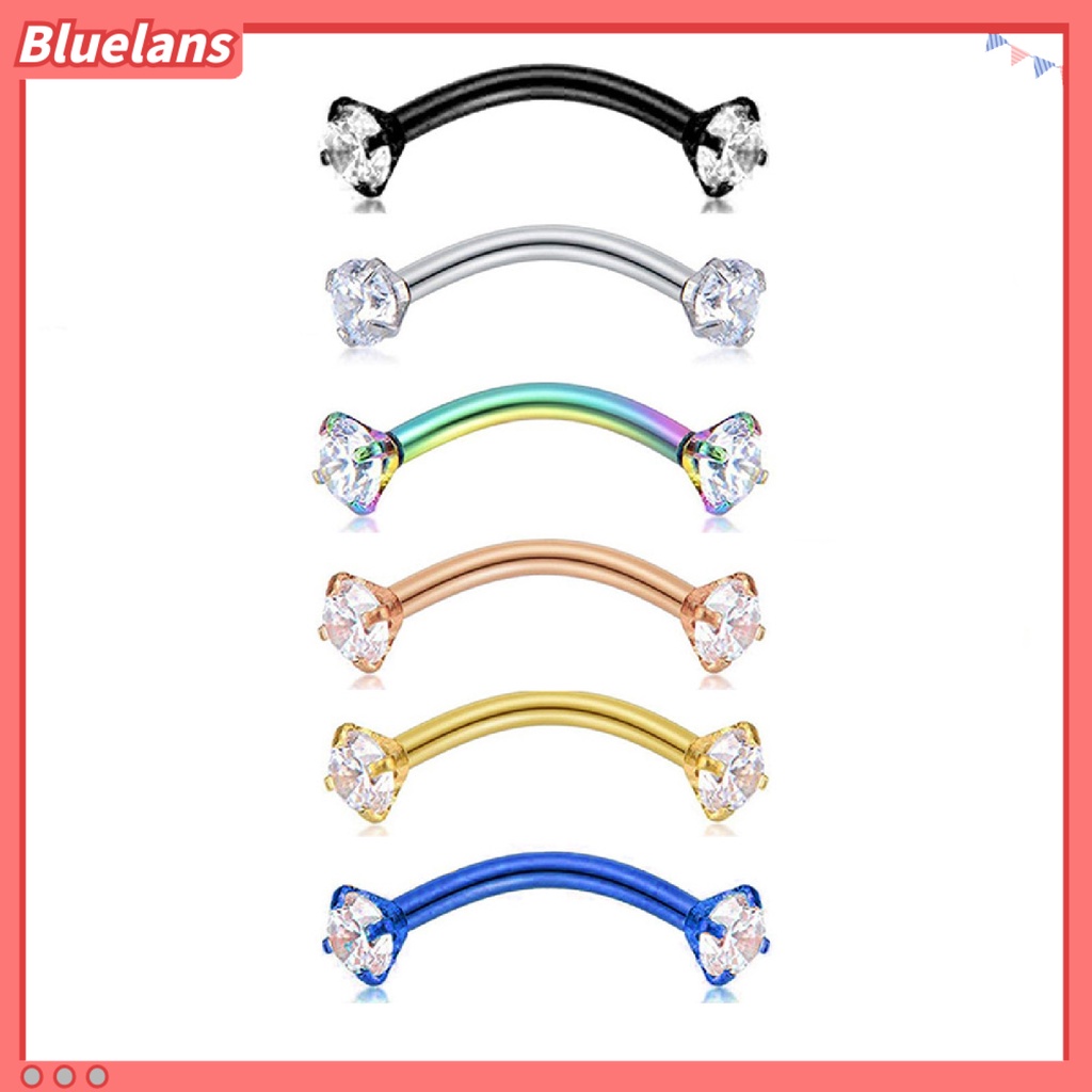 Bluelans Eyebrow Ring Cubic Zirconia Wear-resistant Steel Body Piercing Jewelry Barbell for Women