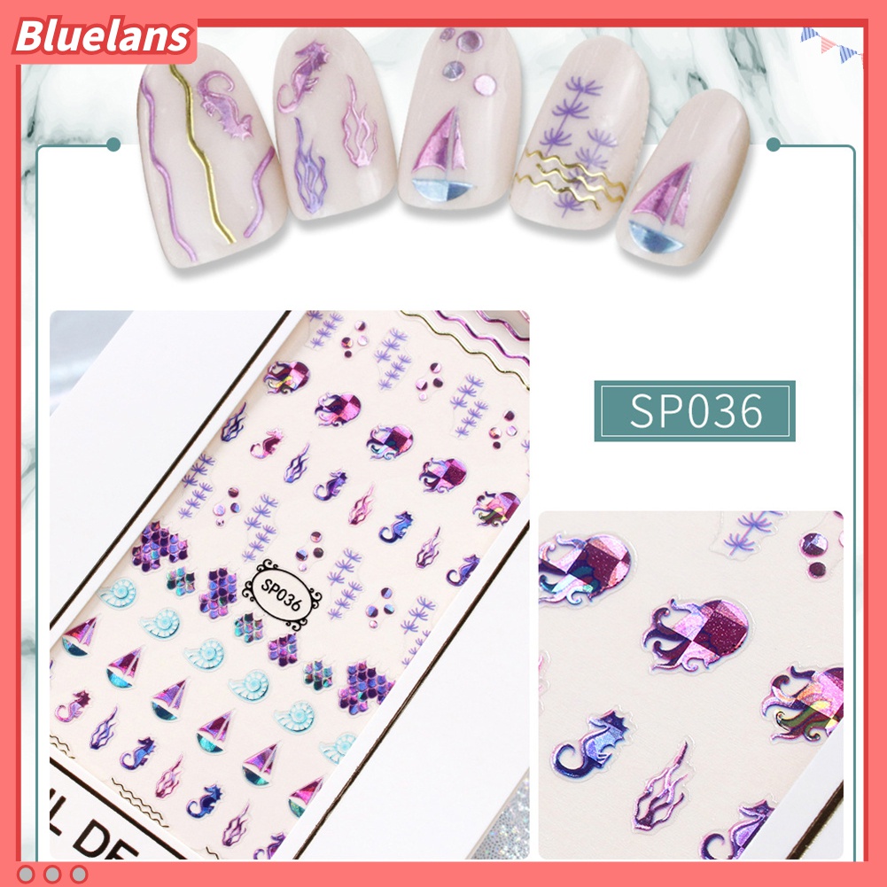(In Stock) Kacamata Hitam Lensa Warna Warni ♡Stiker Kuku 3D Motif Snowflake / Bunga / Bintang Anti Air Untuk Dekorasi Nail Art