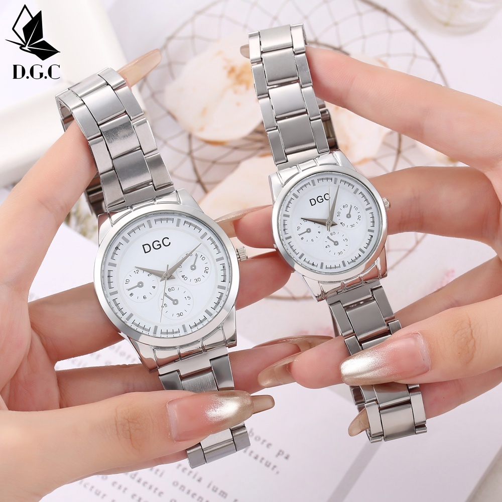 COD Jam Tangan Couple Strap Rantai Stel Wanita Terbaru  Analog Quartz Pria Wanita C99