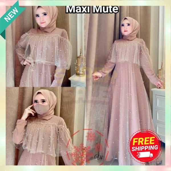 Baju Pesta Mewah Dres Lamaran Games Muslimah Terbaru Gamis Remaja Syari Long Dress Fashionable Dress