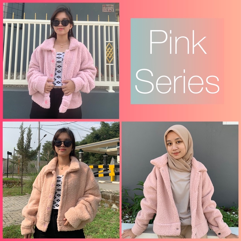 Jaket Crop Furry Faux Fur / Jaket Bulu Wanita