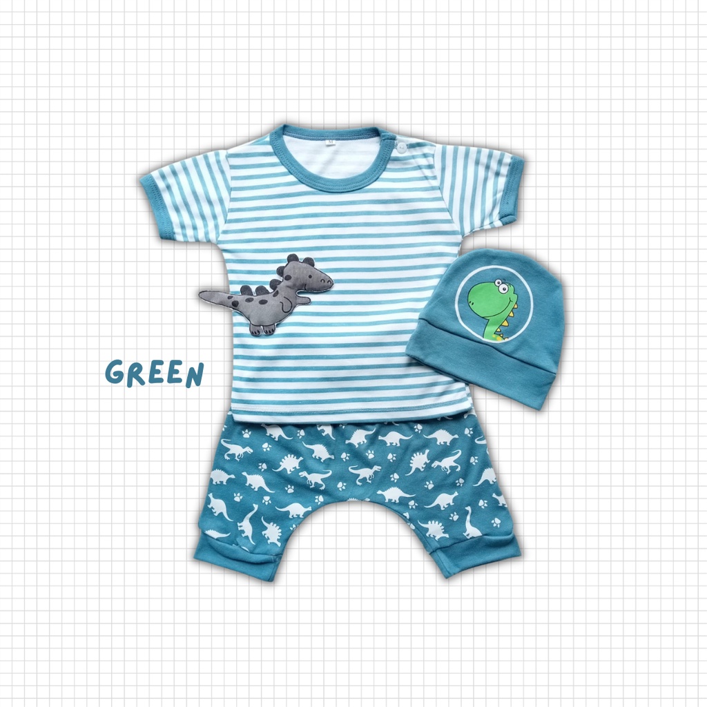 grosir 3d Stripe dino tee set