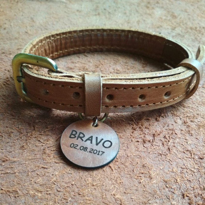 Kalung Anjing Ras besar kulit asli free grafir nama