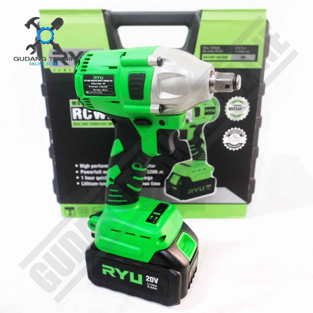 Mesin Impact Wrench CORDLESS RYU RCW20V / Mesin Bor BATERAI Pembuka Baut Motor Mobil RCW 20V - Impact Wrench RCW-20V RYU