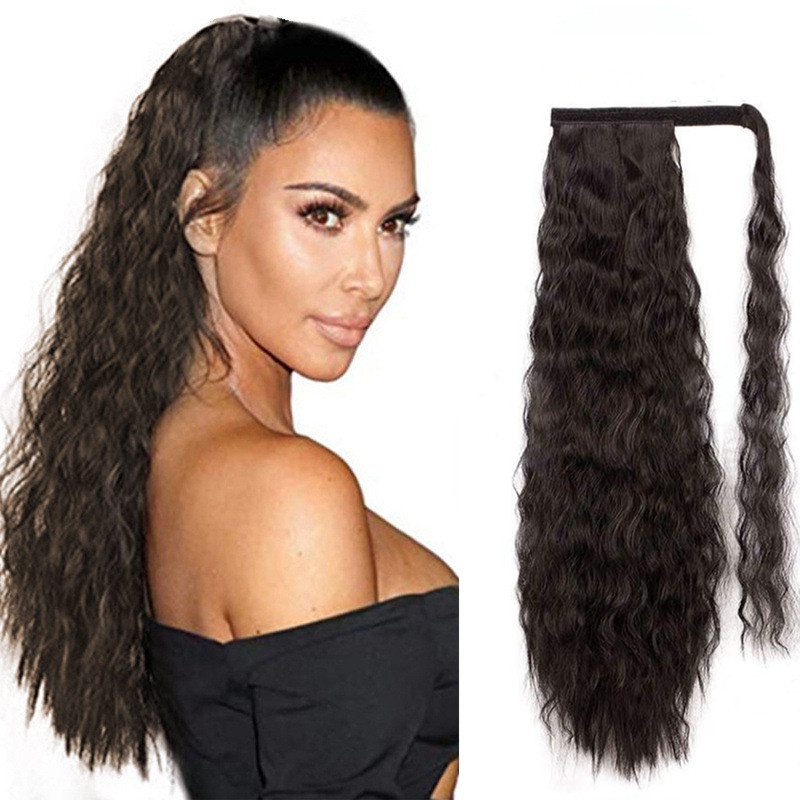 1 Pcs 22 Inch Wanita Gelombang Besar Keriting Rambut Ponytail Lanyard Wig Rambut Ekstensi Aksesoris Rambut