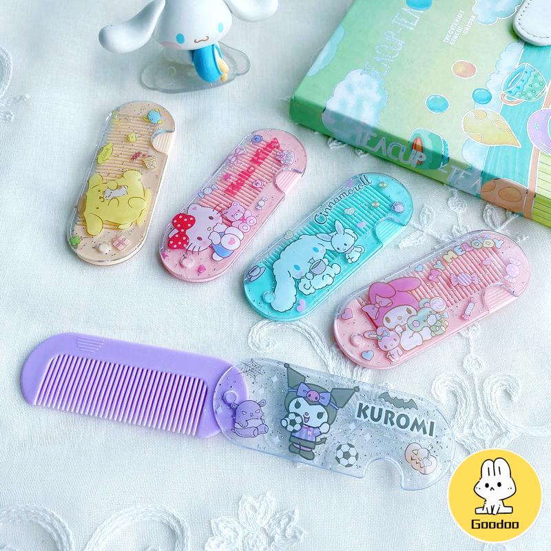 Sisir Kecil Plastik  Kartun Lucu Lipat Portabel Sisir Poni  Kuromi Melody Cinnamoroll Kitty -Doo