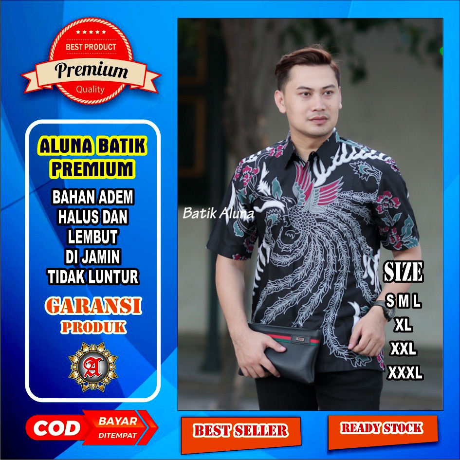 Baju Batik Pria Premium Lengan Pendek Batik Jawa Orizinal Solo Full Furing PD 023