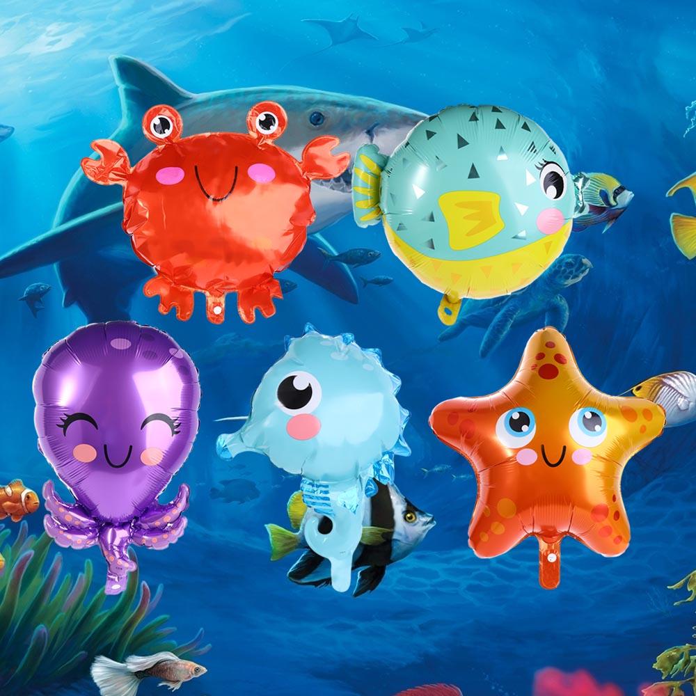 [Elegan] Balon Foil 1pcs Kuda Laut, Crab Aluminium Foil Mainan Anak Hadiah Hari Anak Perlengkapan Pesta