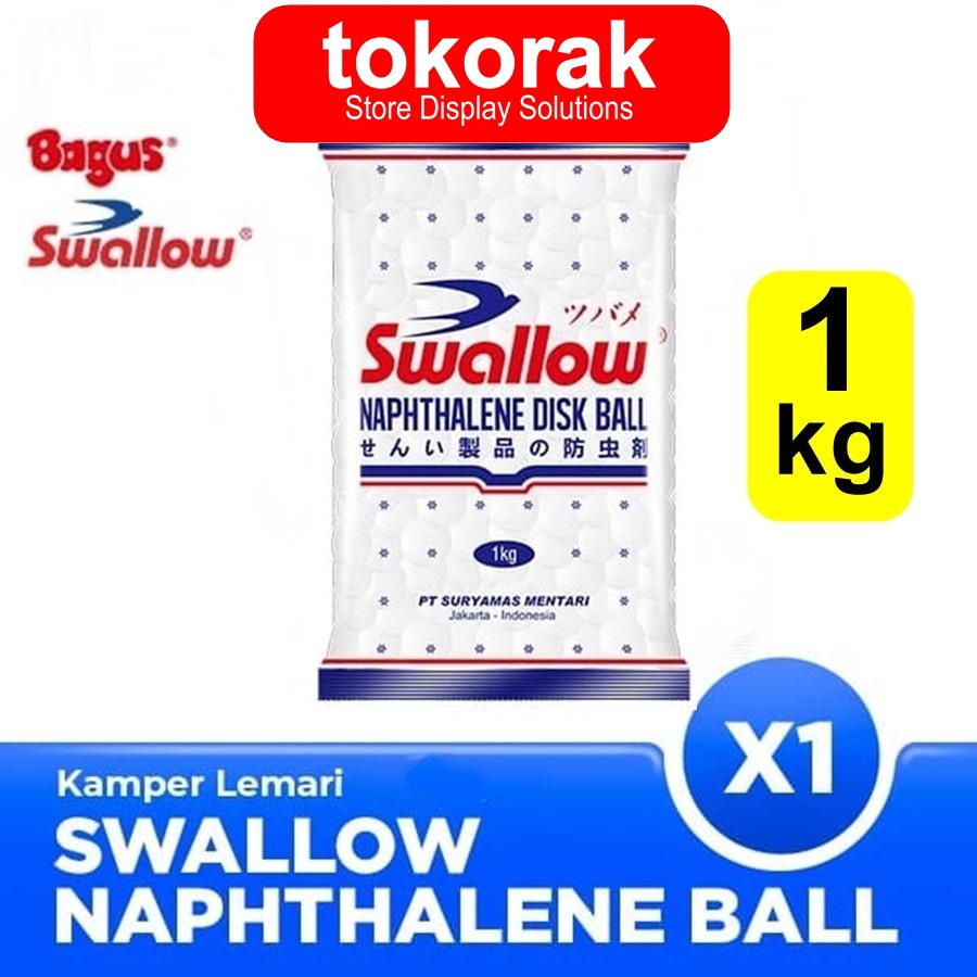 SWALLOW KAMPER NAPHTHALENE 1 KG DISK BALL PUTIH 1000 GRAM KAPUR BARUS