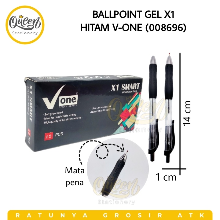 

1 PCS BOLPEN GEL X1 HITAM V-ONE (008696) BOLPEN CETEKAN / POLPEN / BOLPOIN / BOLPEN 0.7MM