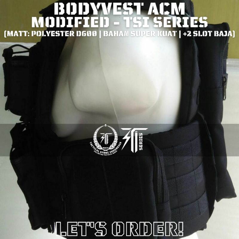 Body Vest SPC Modified - Bodyvest Tactical Hitam Hijau Loreng TSI Series