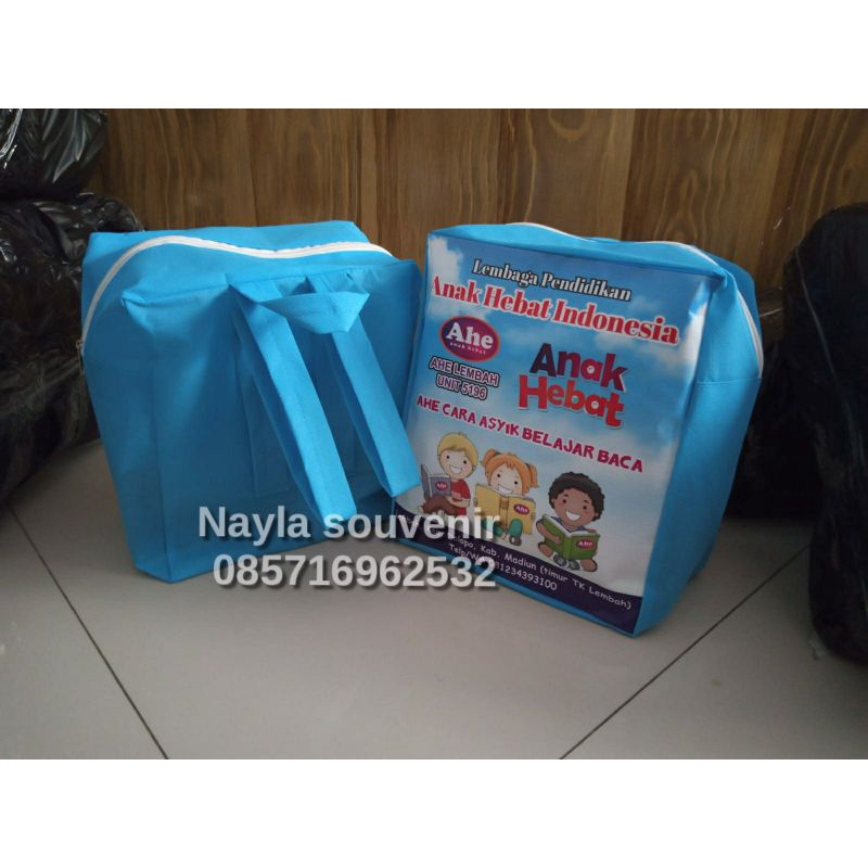

tas souvenir bimbel custom model ransel/tas souvenir les anak ransel resleting