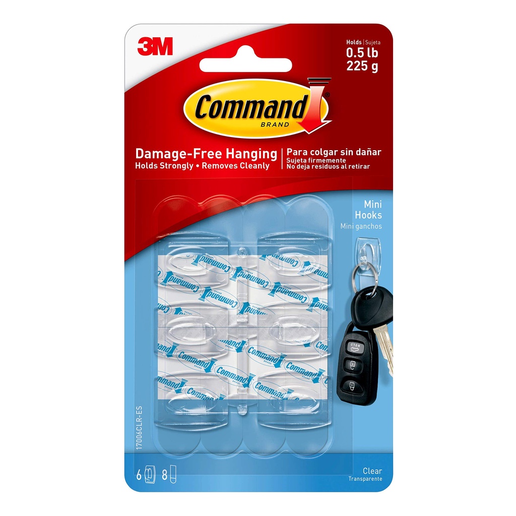 GANTUNGAN PENGAIT 3M COMMAND 17006 CLEAR SET 6 225 G GANTUNGAN KUNCI KEY RING