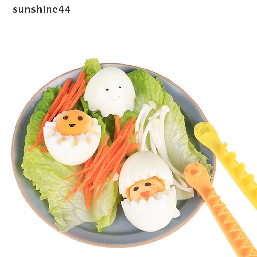 Sunshine 2Pcs Alat Pemotong Telur Rebus / Bento Bentuk Bunga Kreatif