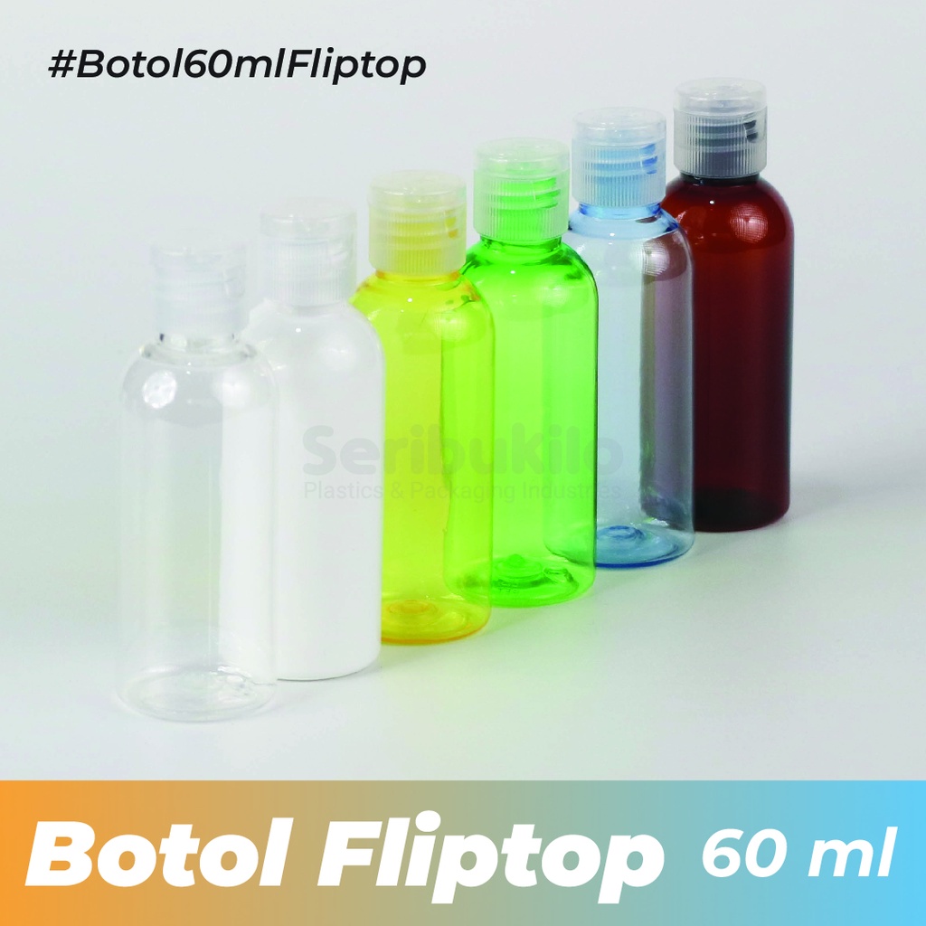 Botol 60ml Fliptop/ Botol 60ml Warna/Botol Fliptop 60ml Clear/Br 60ml