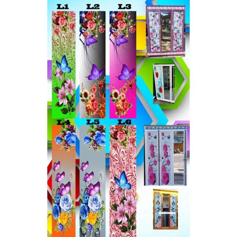 stiker lemari kaca motif bunga03