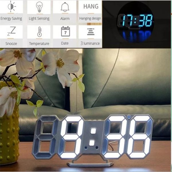 Jam Meja Rangka Digital Angka LED Clock Alarm Kabel USB Elegant