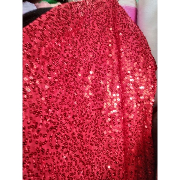 bahan/kain sequin Payet merah