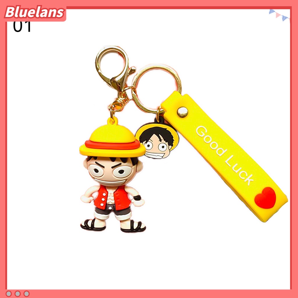 Gantungan Kunci Bentuk Boneka Kartun Anime One Piece Luffy Bahan PVC