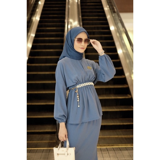 Ounadoutfit Kylie set | setelan rok muslim - outfit kondangan muslimah | setelan wanita mewah | oneset cringkle | setelan airflow adem | baju kondangan wanita