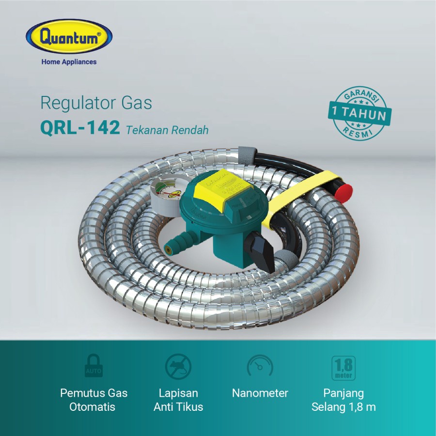 regulator dan selang gas quantum 1.8m