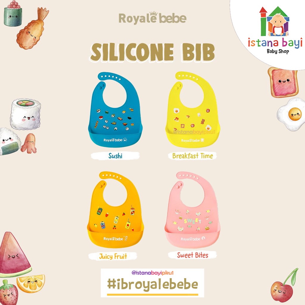 Royale Bebe Silicone Bib (celemek makan bayi)/Slaber bayi