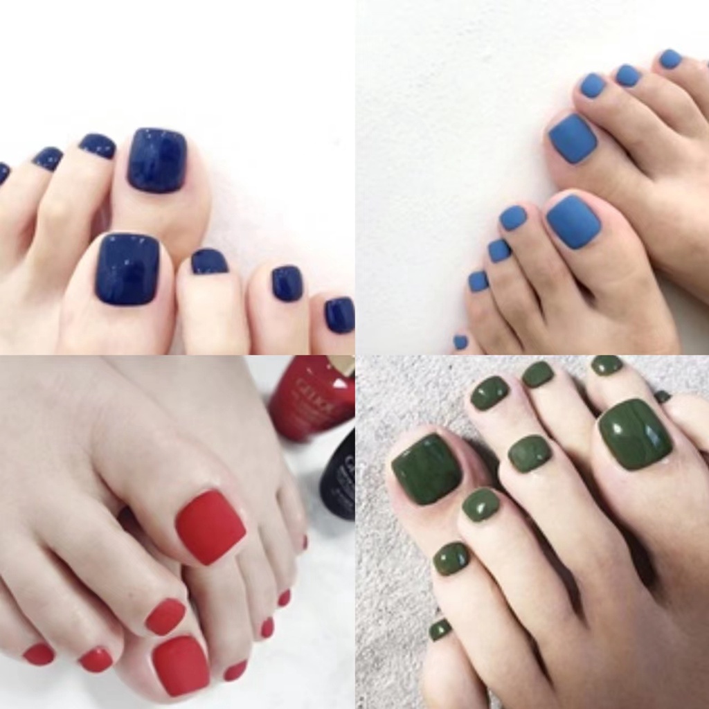 24pcs Kuku Kaki Palsu Warna Solid Untuk Manicure