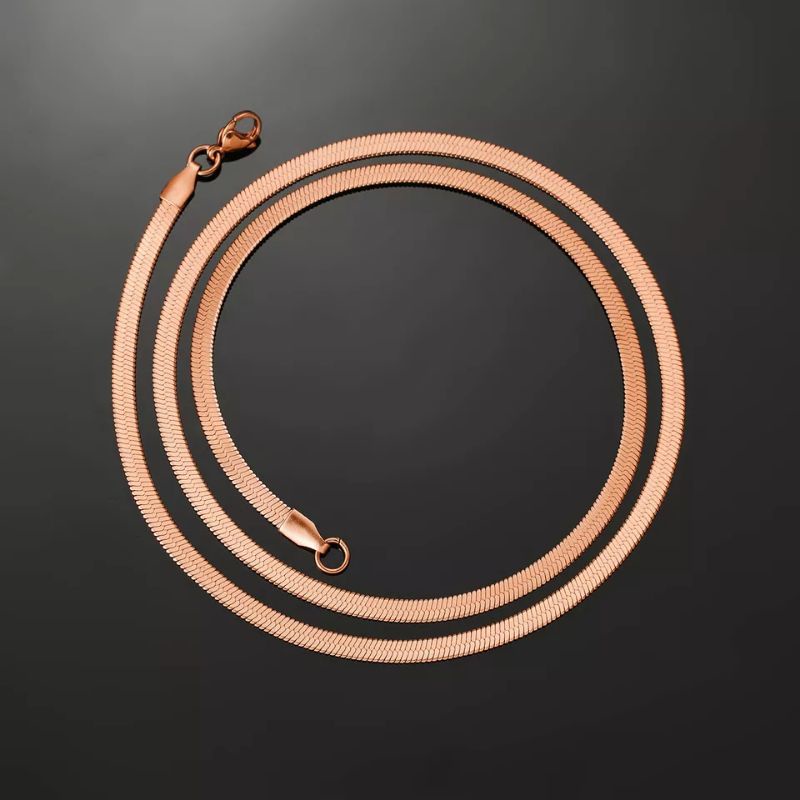 KALUNG TITANIUM PIPIH KILAP GEPENG ROSE GOLD EMAS IMPOR BERKUALITAS