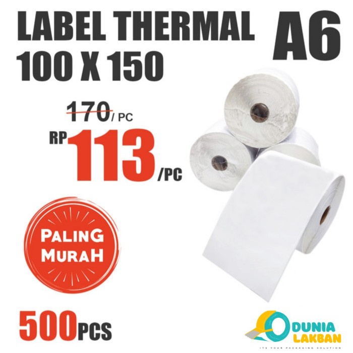 

Kertas Thermal Label Barcode Murah 100 X 150 A6 Kertas Stiker Thermal 500 Pcs