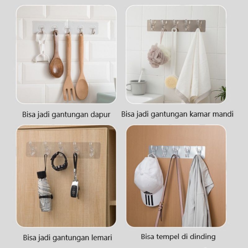 GANTUNGAN HOOK 6 KAIT / GANTUNGAN HOOK DINDING / GANTUNGAN DINDING DAPUR / GANTUNGAN TEMPEL BENING