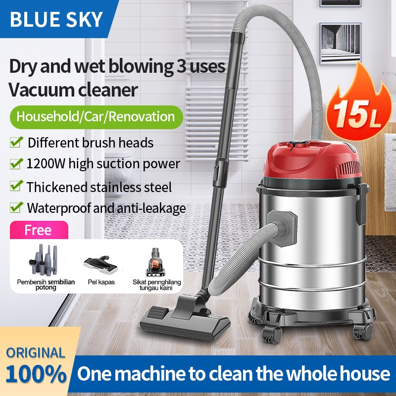 BLUE SKY 3in1 Vacuum Cleaner 15 liter Sedot Basah Kering Vacum Blower Wet Dry Penyedot Debu