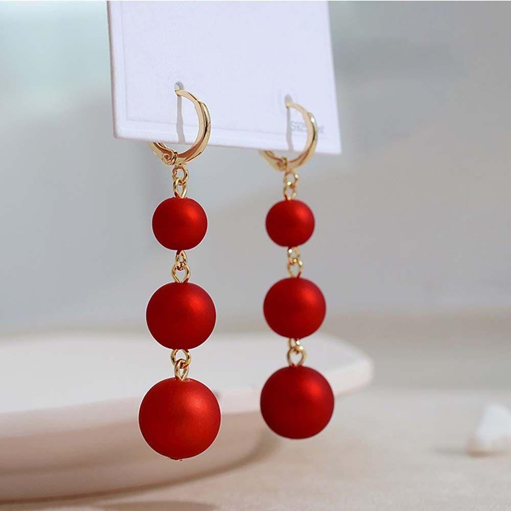 Mxbeauty Anting Tahun Baru Cina Gadis Drop Earrings Lentera Perhiasan Aksesoris Jumbai Panjang Anting Perhiasan Tahun Baru Giwang Telinga Cina